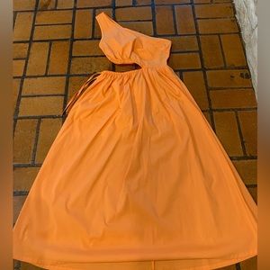 Forever 21 Orange one shoulder cut out dress, XS